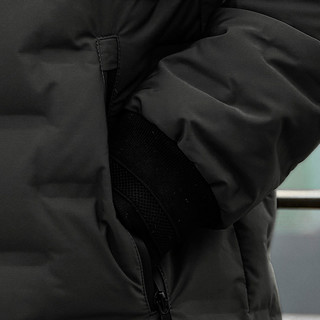 雪豹海宁男士冬季真皮皮衣中长款时尚连帽羽绒服韩版修身外套潮款（50、黑色）