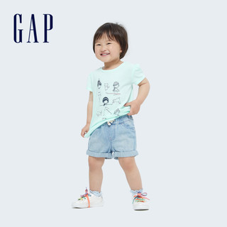 【布莱纳】Gap女幼童泡泡袖T恤677877 2021夏季新款童装纯棉短袖