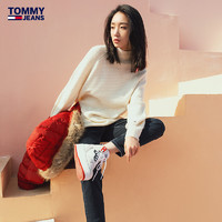 Tommy 女装秋冬简约气质保暖纯色圆领毛衣针织衫DW0DW07349