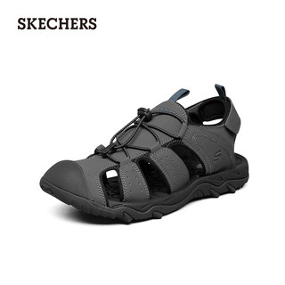 Skechers斯凯奇2021年新款男子时尚潮流耐磨魔术贴包头镂空凉鞋