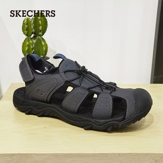 Skechers斯凯奇2021年新款男子时尚潮流耐磨魔术贴包头镂空凉鞋