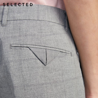 SELECTED思莱德男士新款含棉色织格纹修身休闲裤长裤S|420214533（165/72A/XSR、海军蓝ELECTRIC BLUE）