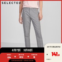 SELECTED思莱德男士新款含棉色织格纹修身休闲裤长裤S|420214533（180/84A/LL、海军蓝ELECTRIC BLUE）