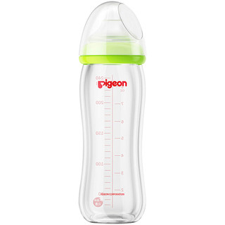 Pigeon 贝亲 经典自然实感系列 玻璃奶瓶套装 160ml+240ml 绿色 SS 0-1月/L 6-9月+奶嘴 LL 9-15月
