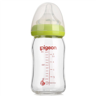 Pigeon 贝亲 经典自然实感系列 玻璃奶瓶套装 160ml+240ml 绿色 SS 0-1月/L 6-9月+奶嘴 LL 9-15月