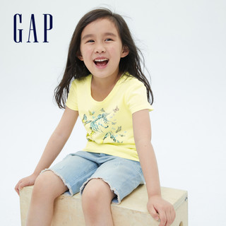 Gap女童可爱印花纯棉短袖T恤697516 2021夏季新款童装宽松上衣潮