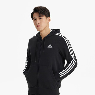 adidas 阿迪达斯 M 3S FT FZ HD 男子运动夹克 GK9032 黑色/白 XS