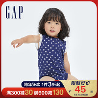 【布莱纳】Gap婴儿纯棉小飞袖哈衣682777夏季2021新款童装包屁衣