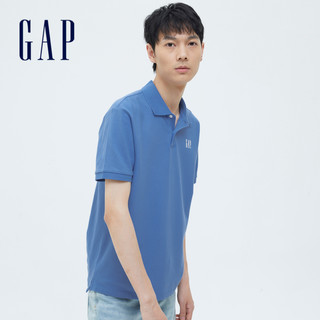 Gap男装LOGO内搭商务POLO衫897003 2021夏季新款男士蓝色短袖T恤