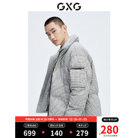 GXG 男装21年冬季新款潮流格纹保暖立领棉服外套 米灰格 180/XL