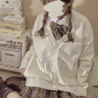 神仙club JK制服 毛衣女开衫 奶白色