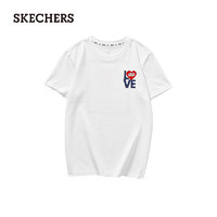 Skechers斯凯奇2021年春夏新品 男女同款LOVE印花休闲T恤