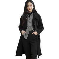 CHIU·SHUI 秋水伊人 女士中长款毛呢大衣 621405D129159 黑色 L