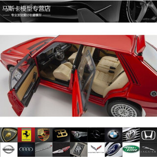 京商 1:18 原厂授权 蓝旗亚 DELTA HF 拉力赛车 马天尼涂装 合金汽车模型收藏摆件 红色