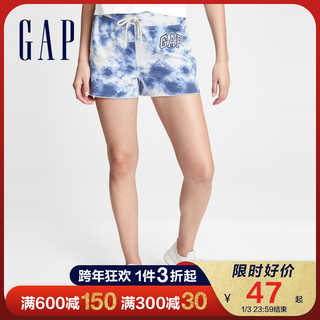 Gap女装LOGO扎染直筒短裤622223 2021夏季新款时尚潮流运动裤子女