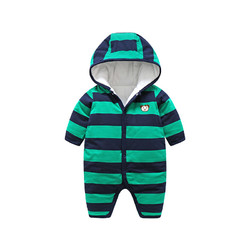 艾贝小熊 婴儿连体衣冬装保暖加厚棉衣夹棉哈衣爬服0-3岁宝宝外出抱衣睡衣