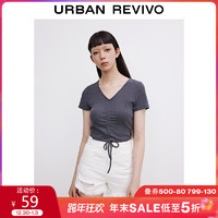 UR2021春夏新品青春女装简约抽绳系带潮流紧身T恤YV19R4MN2004