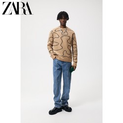 ZARA [折扣季]男装 线条提花圆领针织衫毛衣 03597436743