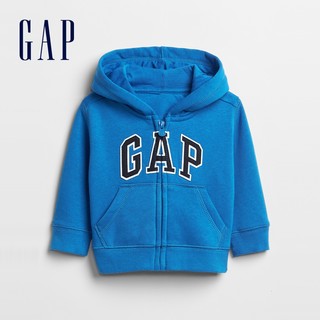 Gap男女幼童LOGO抓绒运动卫衣693990冬季童装开衫连帽拉链外套