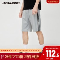 JackJones杰克琼斯outlets夏男酷潮流黑运动侧边条纹短裤
