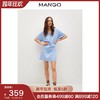 MANGO女装连衣裙2021春夏新款V领束带腰身亚麻包裹式连衣裙