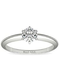 补贴购：Blue Nile 0.45克拉圆形切工钻石+经典六爪单石戒托