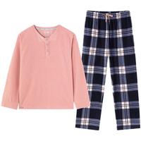 JOCKEY 女士摇粒绒家居服套装 JM1470014 白桃粉 S