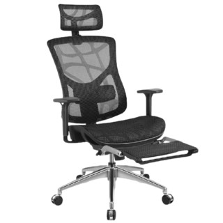 ZIZKAK 支家 1606 人体工学电脑椅+脚踏 黑色 铝合金脚架款