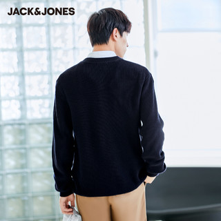 杰克琼斯2021秋季新款含羊毛可机洗纯色百搭圆领针织衫毛衣男自在
