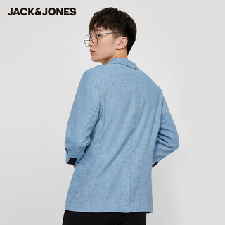 JackJones杰克琼斯夏季男平驳领修身七分袖休闲西服外套舒适帅气