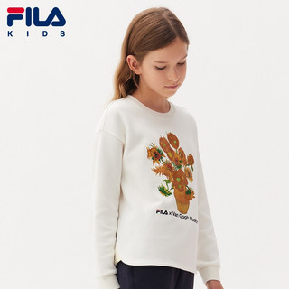 FILA KIDS X 梵高博物馆斐乐童装女大童套头卫衣2022春新款 云菇白-WT 140cm