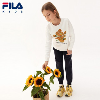 FILA KIDS X 梵高博物馆斐乐童装女大童套头卫衣2022春新款 云菇白-WT 140cm