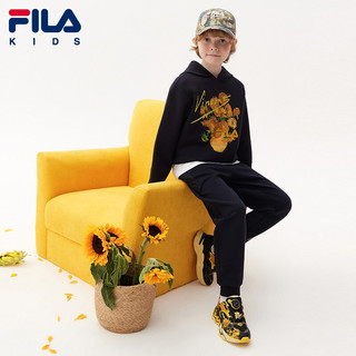 FILA x 梵高博物馆 斐乐童装男童针织连帽卫衣2022年春季款上衣-160