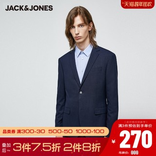 JackJones杰克琼斯秋季男新品大气格纹舒适商务修身西服外套