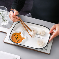 NewB 日式可爱创意个性饺子盘子带醋碟家用2021新款网红餐具菜盘ins风
