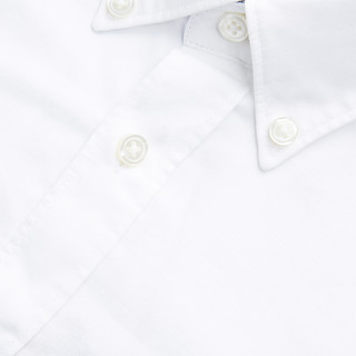 HugoBoss白色蓝色棉质标志商务长袖衬衫新年礼物
