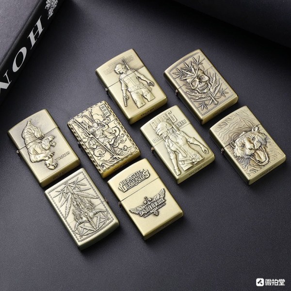 环绕浮雕雕刻金属打火机 56x39x14mm