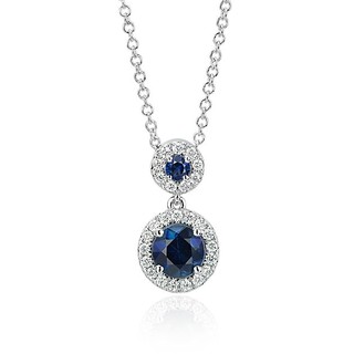 补贴购：Blue Nile Isola 蓝宝石和钻石光环吊坠 59567