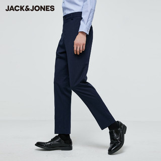 JackJones杰克琼斯outlets秋季男暗纹面料舒适商务修身长裤西裤