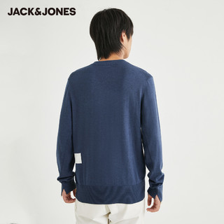 JackJones杰克琼斯outlets秋季潮男士拼接设计圆领舒适长袖针织衫