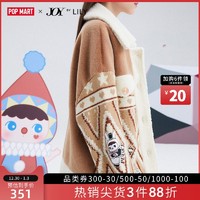 LILY 2020冬季新款女装针织拼接环保皮草外套