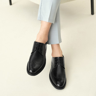 【双11预售】百丽男鞋布洛克德比系带内增高商务正装鞋A0523CM1