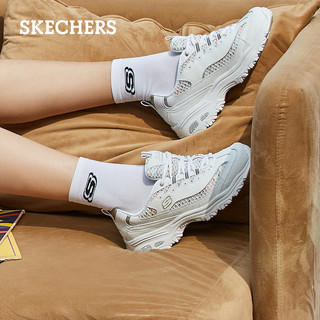 Skechers斯凯奇官方新款熊猫鞋女黑色厚底潮流复古网布拼接老爹鞋