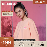 Skechers斯凯奇秋季运动休闲卫衣男女同款简约舒百搭适圆领套头衫（S、亮白色/0019）