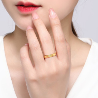 菜百首饰古法黄金童镯祥云如意锁足金手镯推拉儿童宝宝手镯