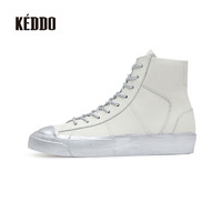 KEDDO keddo女鞋2020秋季新款纯色复古高帮鞋滑板鞋平底舒适休闲鞋女