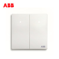 ABB 开关插座无框轩致雅典白墙壁86型开关面板二开双控带灯AF168