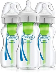 Dr Brown's 布朗博士 Options+ 宽口玻璃婴儿奶瓶, 9盎司/约255.72毫升，3个