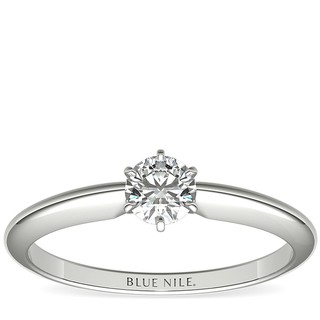 补贴购：Blue Nile 0.40克拉圆形切工钻石+经典六爪单石戒托