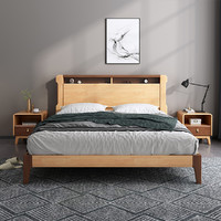 李布艺 北欧实木床现代简约小户型1.5米高箱储物床日式1.8米主卧双人婚床